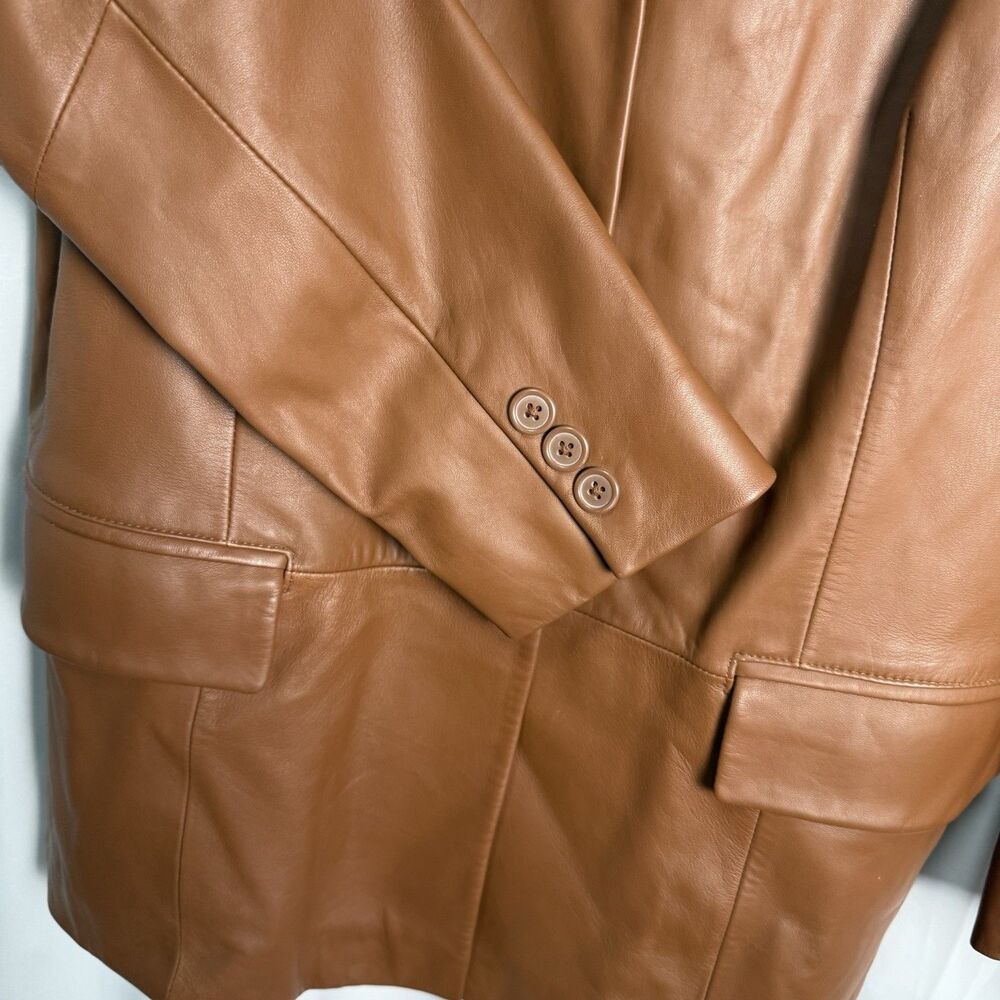 Preston & York Genuine Lambskin Leather Blazer In Cognac Brown Sz 1X - Picture 5 of 8